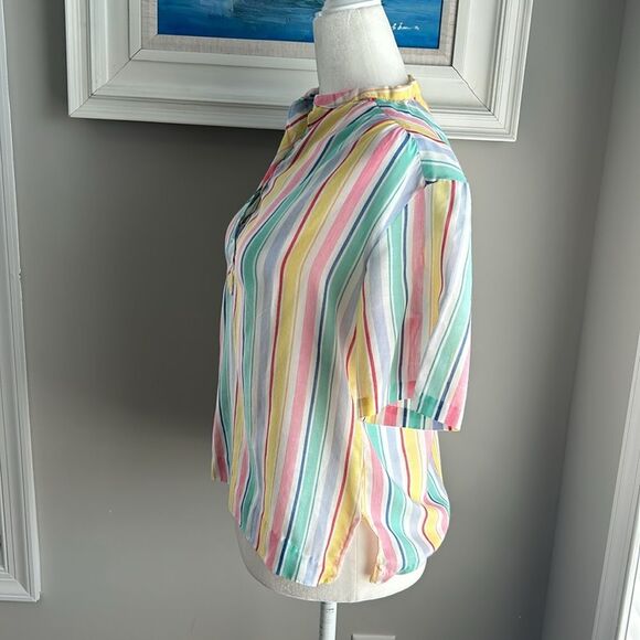 Vintage 70s Miss Fashionality Rainbow Shortsleeve Summer Top Made in the USA - Picture 4 of 9
